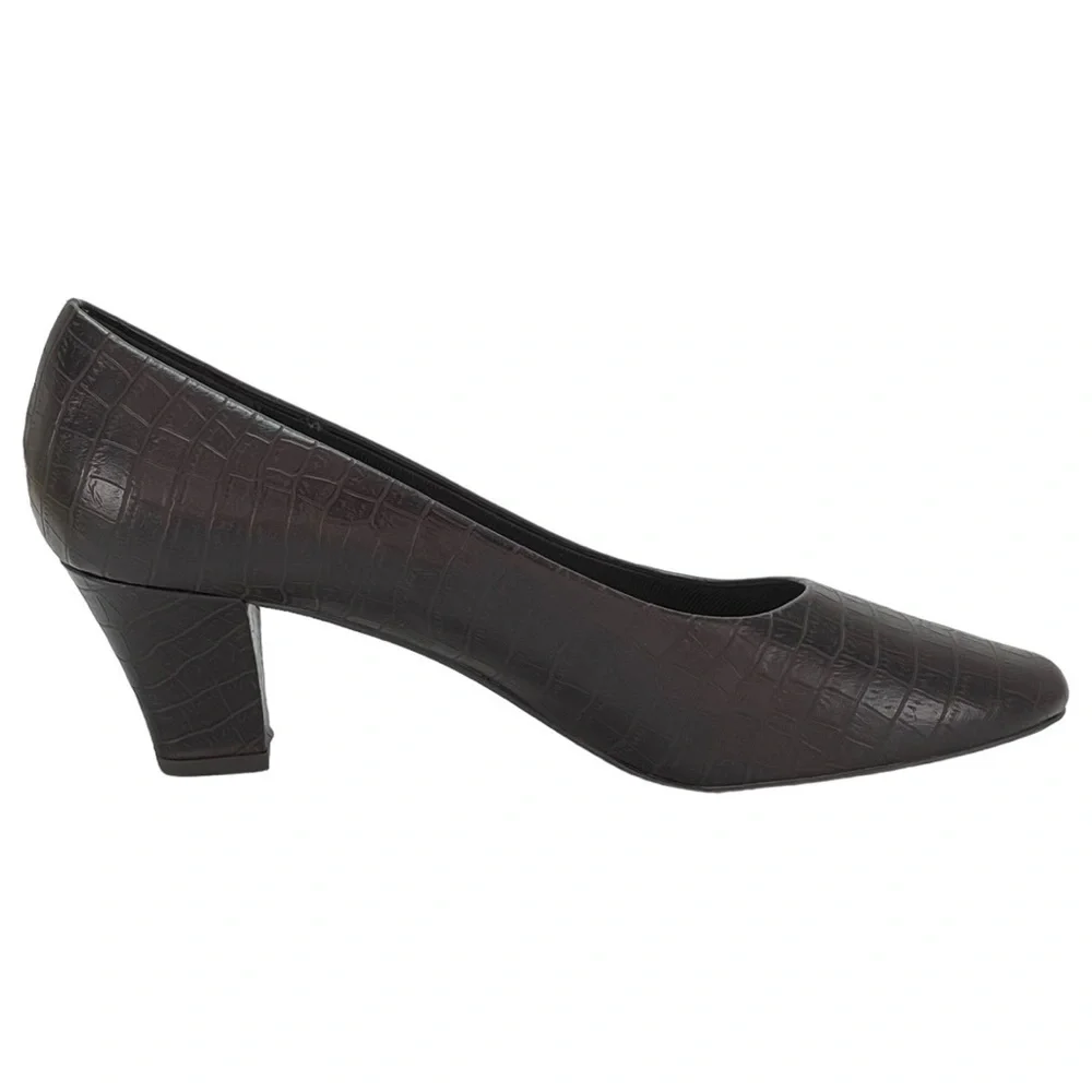 Easy Street Fabulous Brown Croco Faux Leather Womens Pumps Size 12M NWOB
